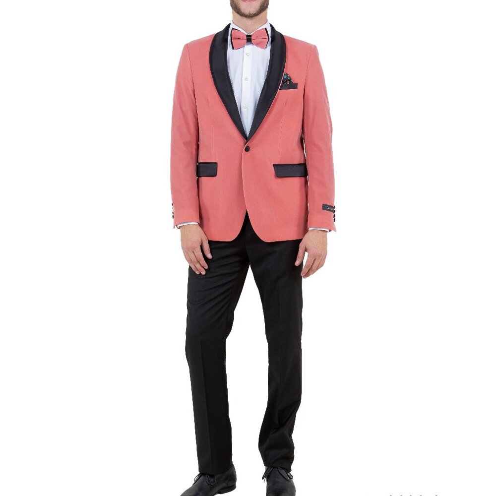 Mauve Velvet Satin Shawl Collar Slim Fit Men's Jacket